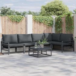 Ensemble de canap&eacute; de jardin avec coussin 5 pcs Noir Acier