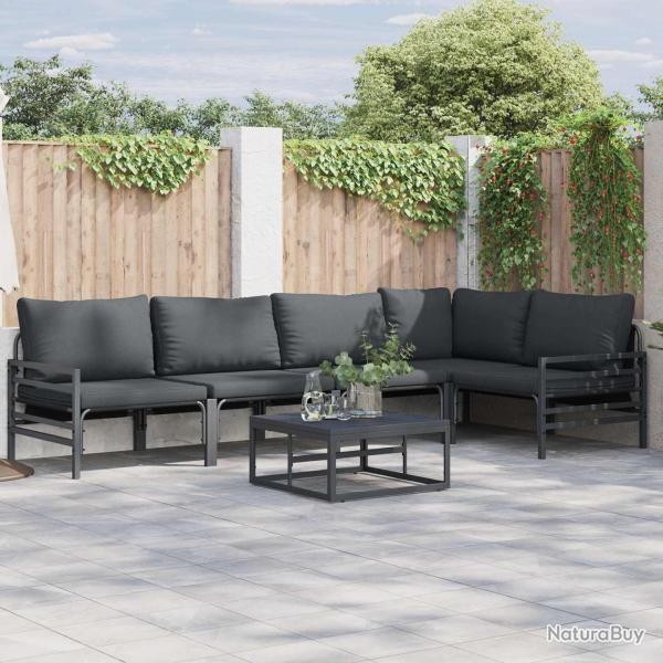 Ensemble de canap� de jardin avec coussin 5 pcs Noir Acier