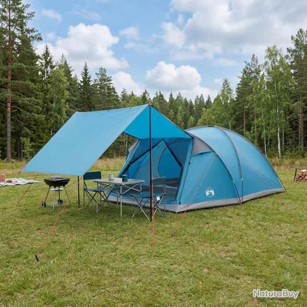 Tente Cabane avec toit Bleu 8 personnes Polyester et Acier
