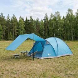 Tente Cabane avec toit Bleu 6 personnes Polyester et Acier