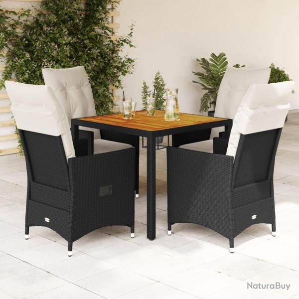 Ensemble � manger de jardin coussins 5pcs Noir R�sine tress�e