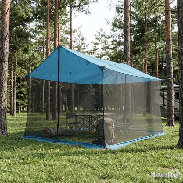 Tarp de camping avec murs en maille Bleu 340 x 260 x 220 cm