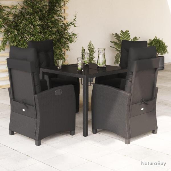 Ensemble � manger de jardin coussins 5pcs Noir R�sine tress�e
