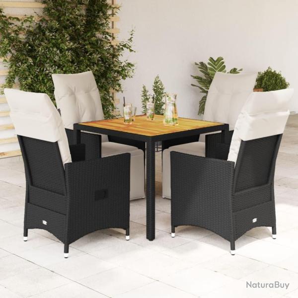 Ensemble � manger de jardin coussins 5pcs Noir R�sine tress�e