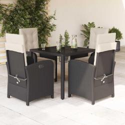 Ensemble &agrave; manger de jardin coussins 5pcs Noir R&eacute;sine tress&eacute;e