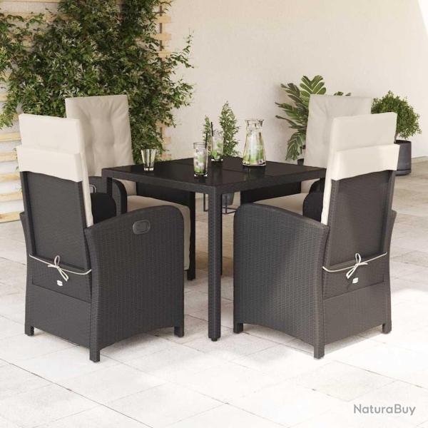 Ensemble � manger de jardin coussins 5pcs Noir R�sine tress�e