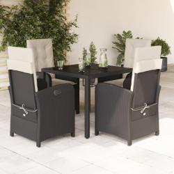 Ensemble &agrave; manger de jardin coussins 5pcs Noir R&eacute;sine tress&eacute;e