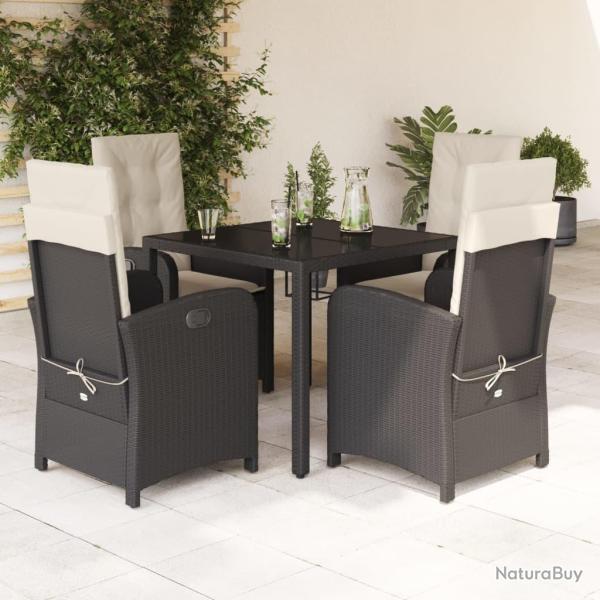 Ensemble � manger de jardin coussins 5pcs Noir R�sine tress�e
