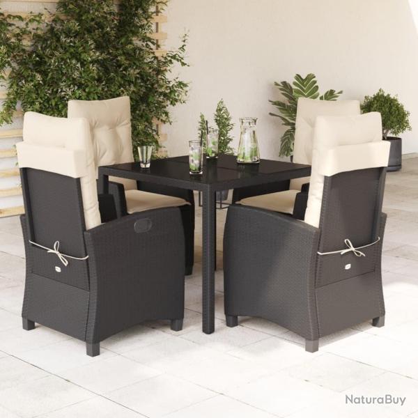 Ensemble � manger de jardin coussins 5pcs Noir R�sine tress�e