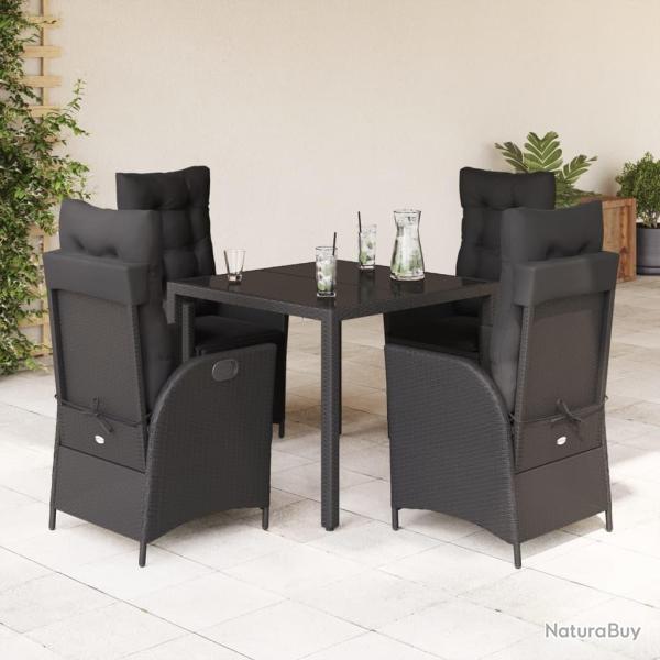 Ensemble � manger de jardin coussins 5pcs Noir R�sine tress�e