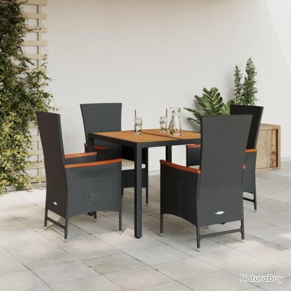 Ensemble � manger de jardin coussins 5pcs Noir R�sine tress�e