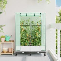 Jardini&egrave;re de jardin avec couverture de serre et roues 2 pc PP