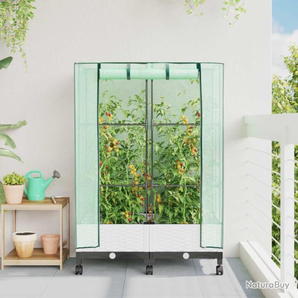 Jardini�re de jardin avec couverture de serre et roues 2 pc PP