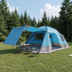Tente Cabane avec toit Bleu 12-Personnes Polyester et Acier