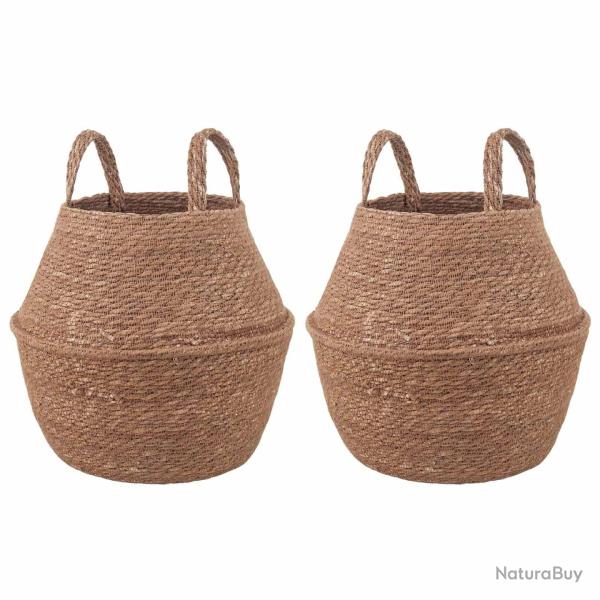 Pot de plante avec poign�es 2 pcs Naturel � 22 x 20 cm