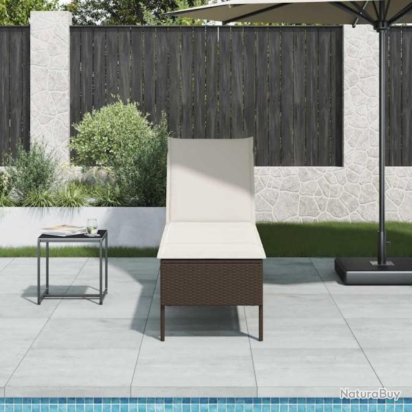 Transat avec coussin marron 55x200x44cm r�sine tress�e