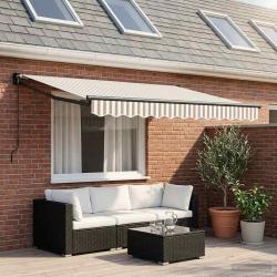 Auvent r&eacute;tractable Gris clair et blanc 3,5 x 2,5 m
