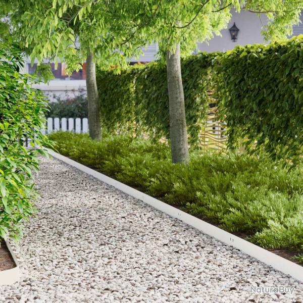 Bordure de Pelouse 30 pcs 100 x 12 cm Acier Blanc