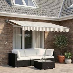 Auvent r&eacute;tractable Gris clair et blanc 3,5 x 2,5 m
