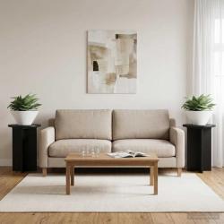 Support de Plante 2 pcs Noir &Oslash;29,5 x 40 cm Bois d'ing&eacute;nierie