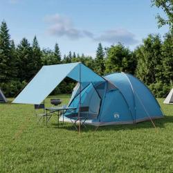 Tente Cabane avec toit Bleu 4 personnes Polyester et Acier