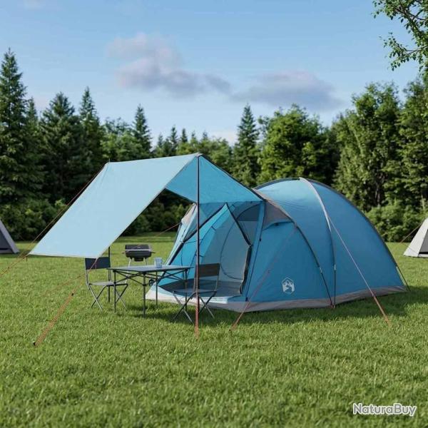 Tente Cabane avec toit Bleu 4 personnes Polyester et Acier