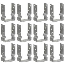 Ancrages de cl&ocirc;ture lot de 12 argent&eacute;s 10 x 6 x 15 cm acier galvanis&eacute;