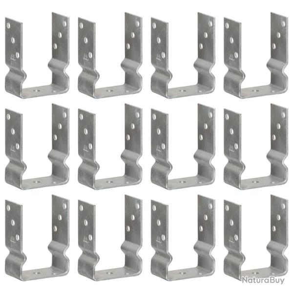 Ancrages de cl�ture lot de 12 argent�s 10 x 6 x 15 cm acier galvanis�