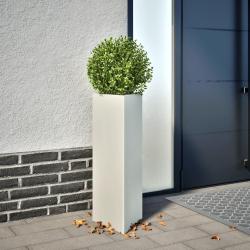 Jardini&egrave;res 2 pcs blanc triangulaire 30x26x75 cm acier