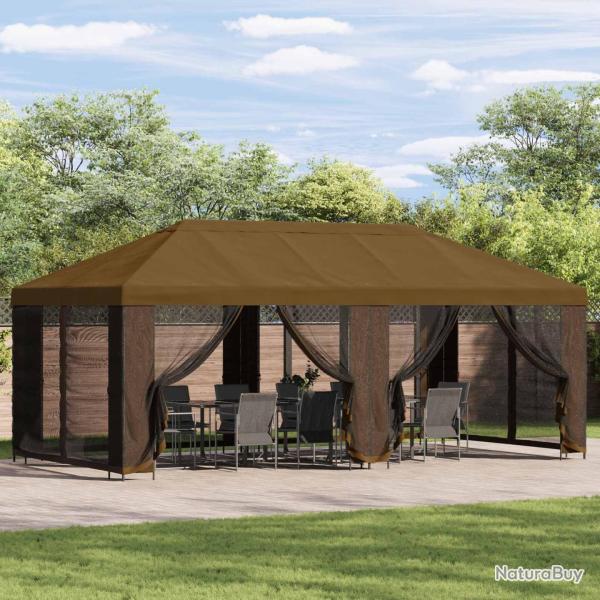 Gazebo avec murs lat�raux 6 x 3 m Taupe Polyester et Acier 190