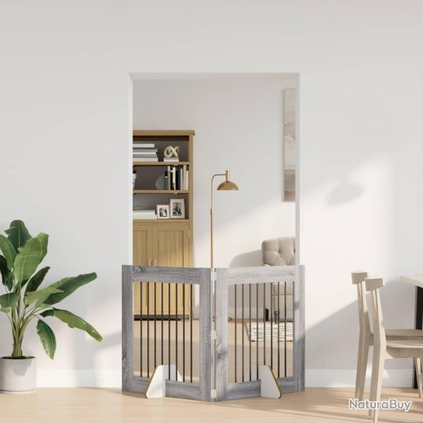 Porte de chien pliable avec supports 2 pcs Sonoma gris 160,5 cm
