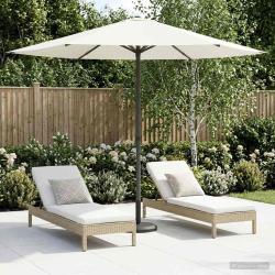 Parasol de jardin 230 x 230 cm Polyester Rectangulaire Cr&egrave;me