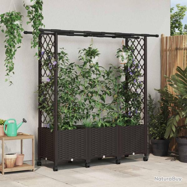 Lit �lev� avec Treillis et Toit Marron 162,5 x 40 x 142 cm PP
