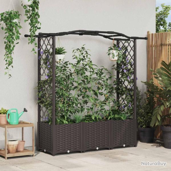 Lit �lev� avec Treillis et Toit Marron 164 x 40 x 138 cm PP