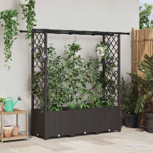 Lit �lev� avec Treillis et Toit Marron 162,5 x 40 x 136 cm PP