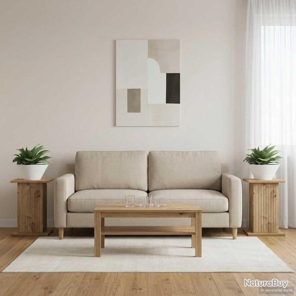 Support de Plante 2 pc Ch�ne artisanal 30,5 x 30 x 43 cm