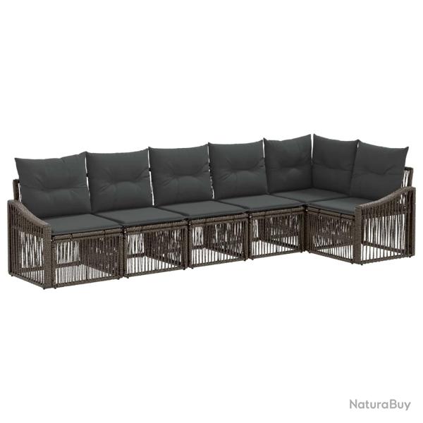 Ensemble de canap� de jardin 6 pcs Gris polyrotin