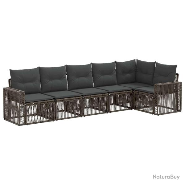 Ensemble de canap� de jardin 6 pcs Gris et Gris fonc� polyrotin
