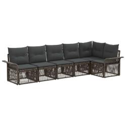 Ensemble de canap&eacute; de jardin 6 pcs Gris polyrotin