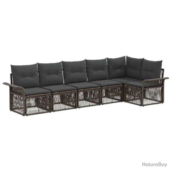 Ensemble de canap� de jardin 6 pcs Gris polyrotin