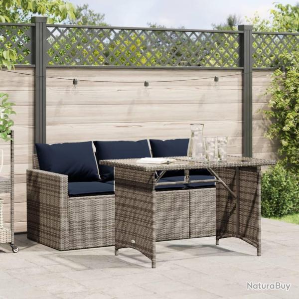 Ensemble � manger de jardin et coussins 2 pcs gris rotin