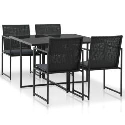 Ensemble &agrave; manger d'ext&eacute;rieur 5pcs avec coussins R&eacute;sine tress&eacute;e