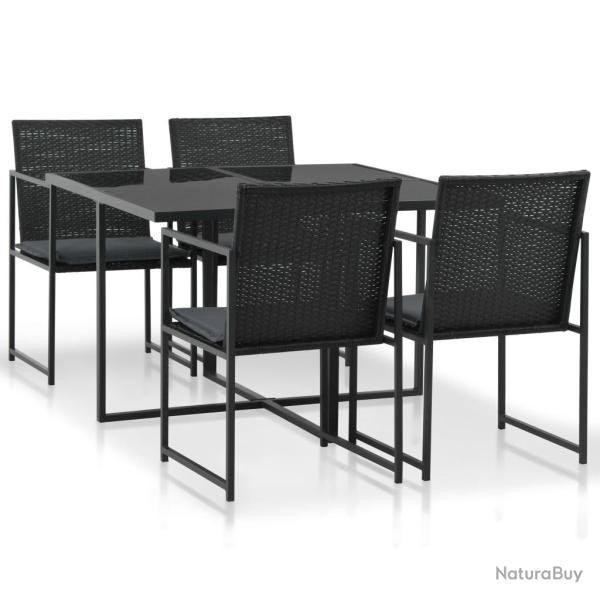Ensemble � manger d'ext�rieur 5pcs avec coussins R�sine tress�e
