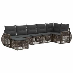 Ensemble de canap&eacute; de jardin 7 pcs Gris et Gris fonc&eacute; polyrotin