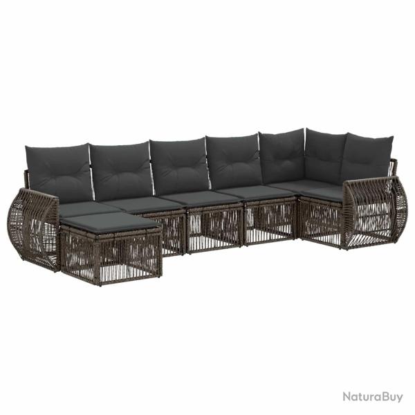 Ensemble de canap� de jardin 7 pcs Gris et Gris fonc� polyrotin
