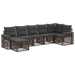 Ensemble de canap&eacute; de jardin 7 pcs Gris et Gris fonc&eacute; polyrotin