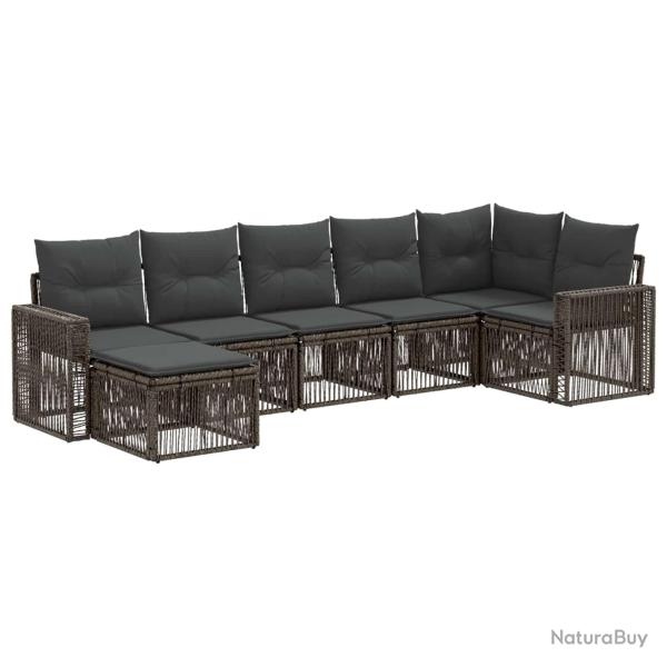 Ensemble de canap� de jardin 7 pcs Gris et Gris fonc� polyrotin