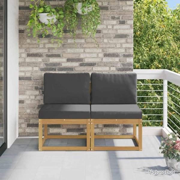 2 Pi�ce Sofa de milieu ext�rieur Bois d'Acacia Massif Blanc