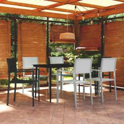 Ensemble &agrave; manger de jardin 7 pcs Noir et blanc