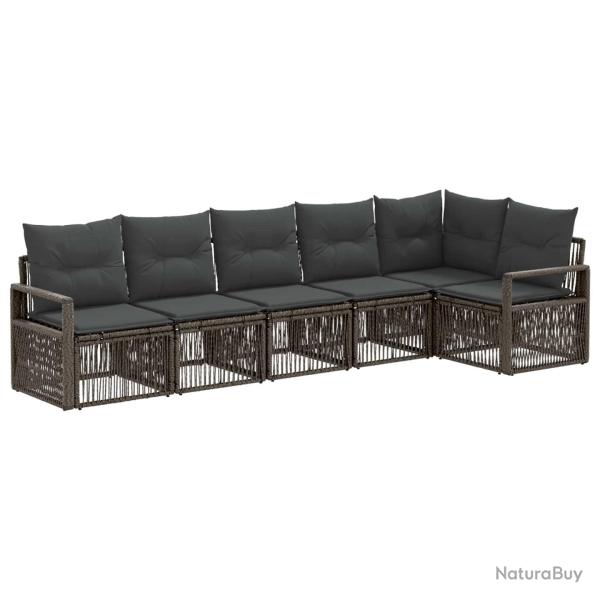 Ensemble de canap� de jardin 6 pcs Gris polyrotin